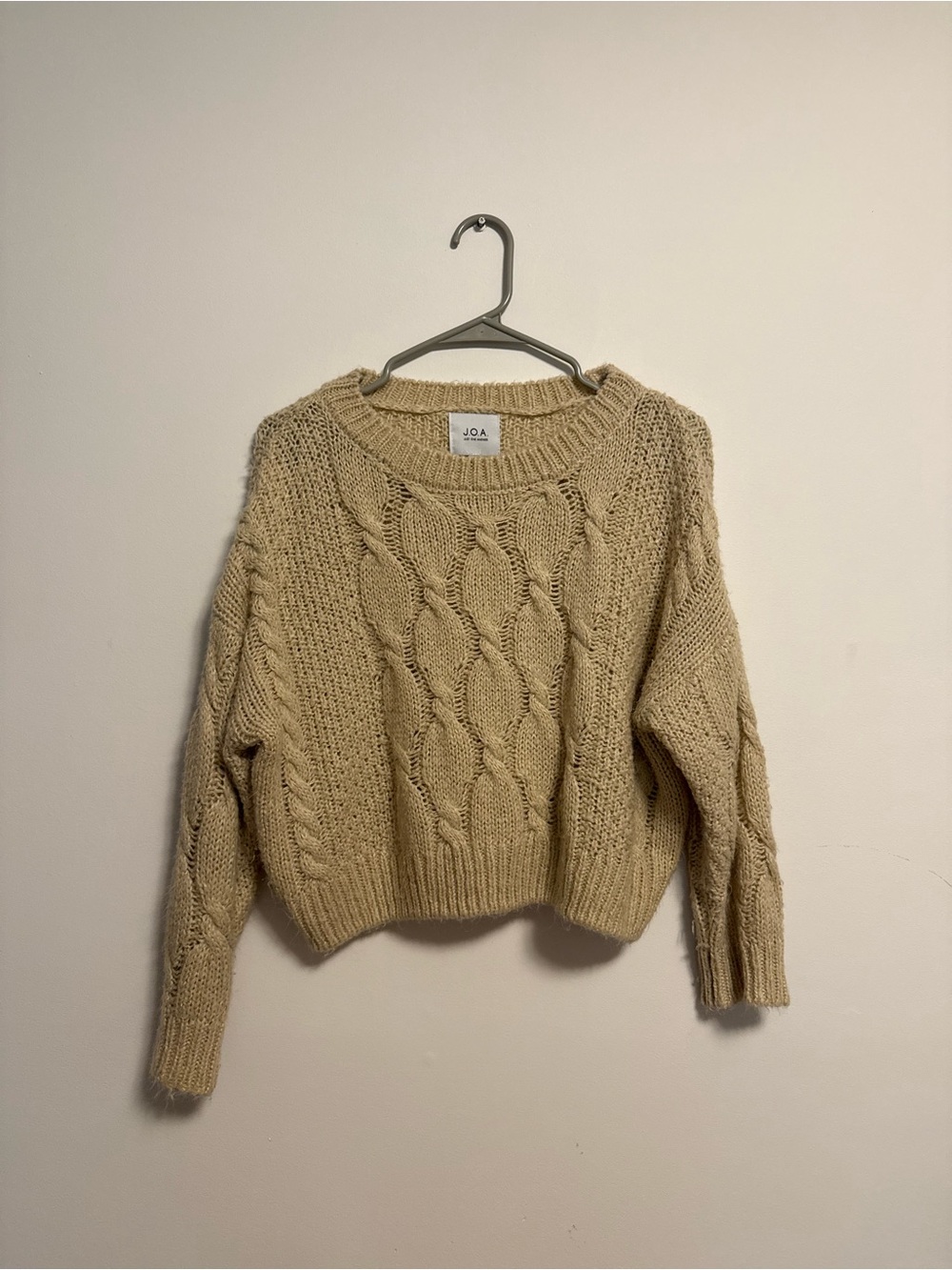 J.O.A. Cream Cable Knit Women's Sweater